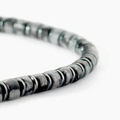 Bracelet Jourdan Acier Blanc Obsidienne Hématite