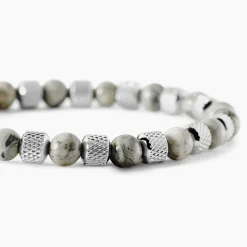 Bracelet Jourdan Acier Blanc Jaspe Africain