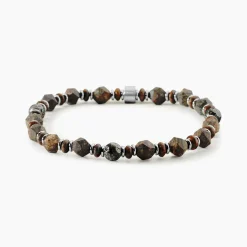 Bracelet Jourdan Acier Blanc Pierre De Synthese Bronzite