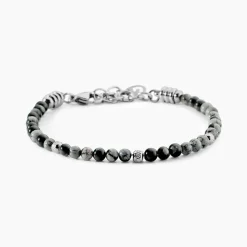 Bracelet Jourdan Acier Blanc Obsidienne