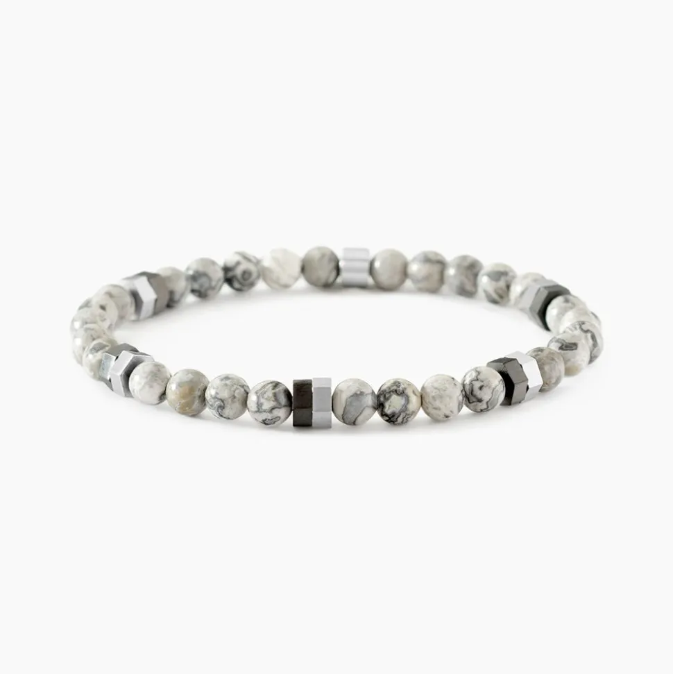 Bracelet Jourdan Acier Blanc Jaspe Africain
