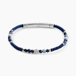 Bracelet Arttu Acier Argenté Sodalite Agate|JOURDAN New