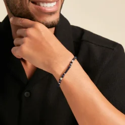Bracelet Arttu Acier Argenté Sodalite Agate|JOURDAN New