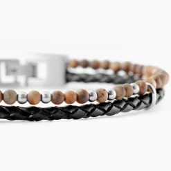Bracelet Cuir De Vache Noir Oeil De Tigre|JOURDAN Clearance