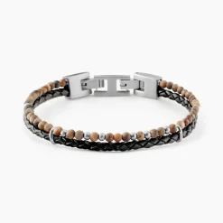 Bracelet Cuir De Vache Noir Oeil De Tigre|JOURDAN Clearance