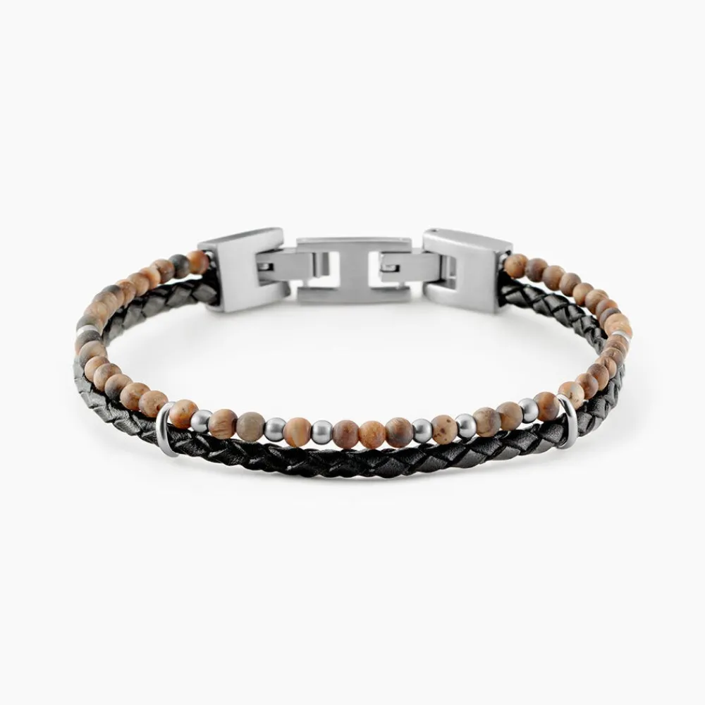 Bracelet Cuir De Vache Noir Oeil De Tigre|JOURDAN Clearance