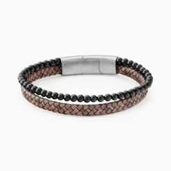 Bracelet Cuir De Vache Marron Onyx|JOURDAN