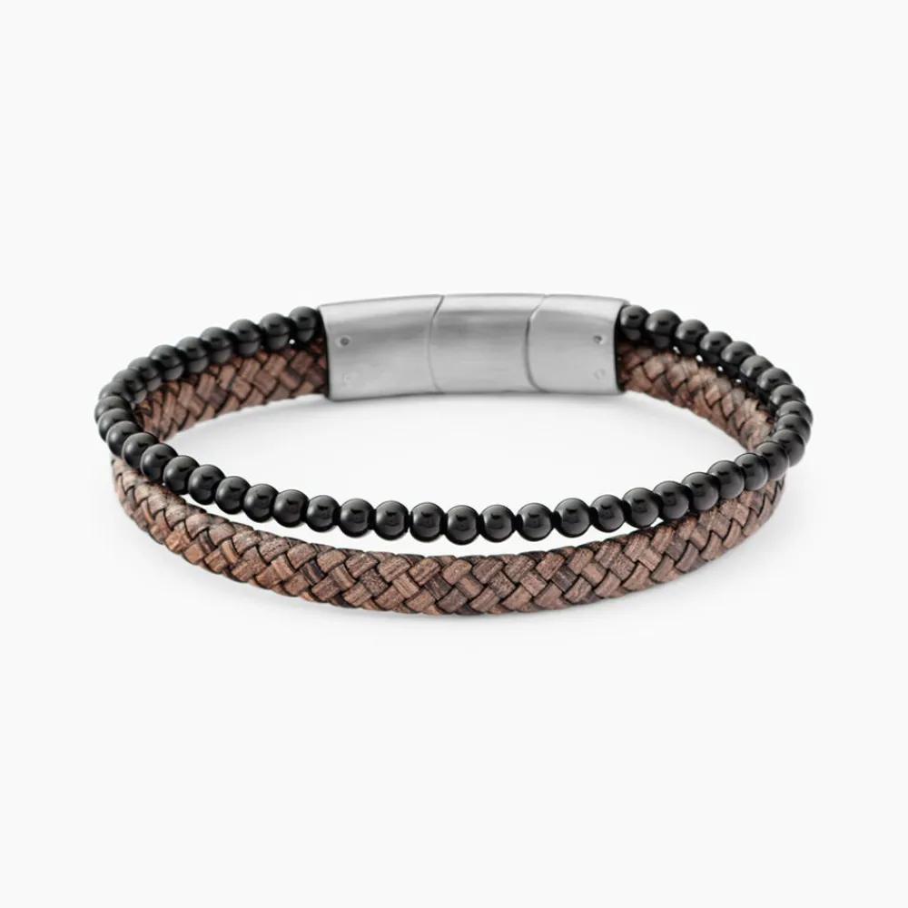Bracelet Cuir De Vache Marron Onyx|JOURDAN