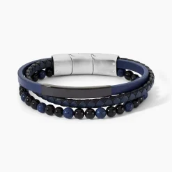 Bracelet Hercule Cuir Multicolore Onyx Lapis Lazuli|JOURDAN Clearance