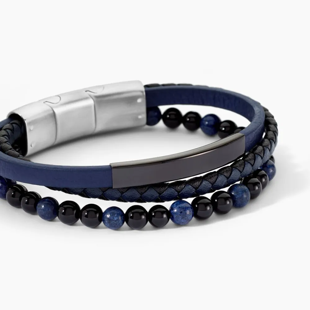 Bracelet Hercule Cuir Multicolore Onyx Lapis Lazuli|JOURDAN Clearance