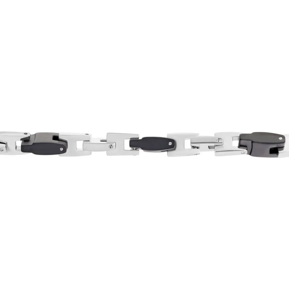 Bracelet Homme Black Beal Acier Argente|JOURDAN Discount