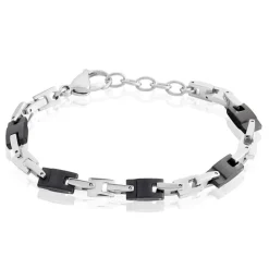 Bracelet Homme Black Beal Acier Argente|JOURDAN Discount
