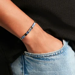 Bracelet Jahan Acier Argenté Lapis Lazuli Agate|JOURDAN Clearance