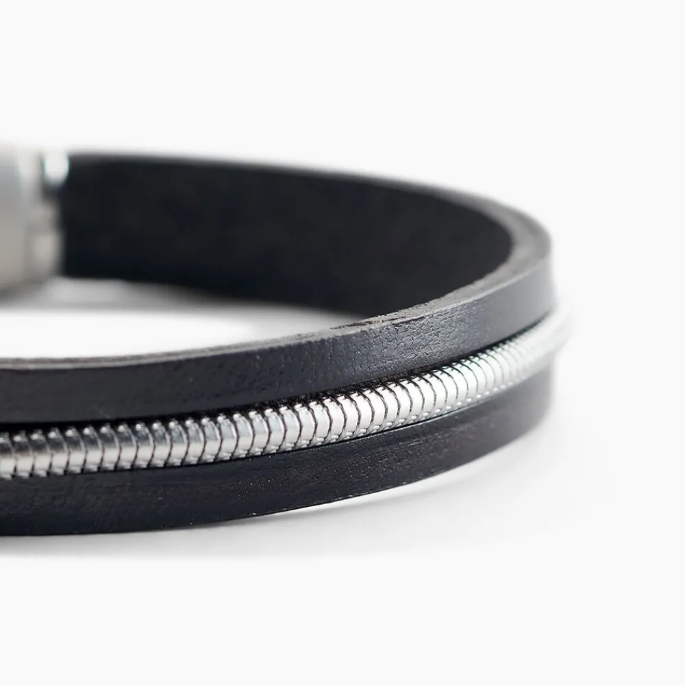Bracelet Rodney Cuir Noir|JOURDAN Online
