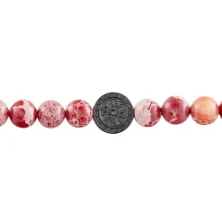 Bracelet Jourdan Yasur Acier Noir Oeil De Tigre Pierre De Lave