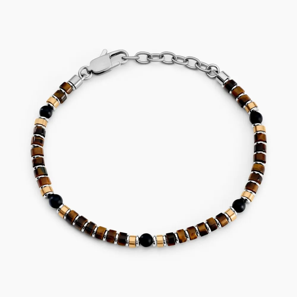 Bracelet Nairobi Acier Bicolore Oeil De Tigre Onyx|Marc Orian Discount
