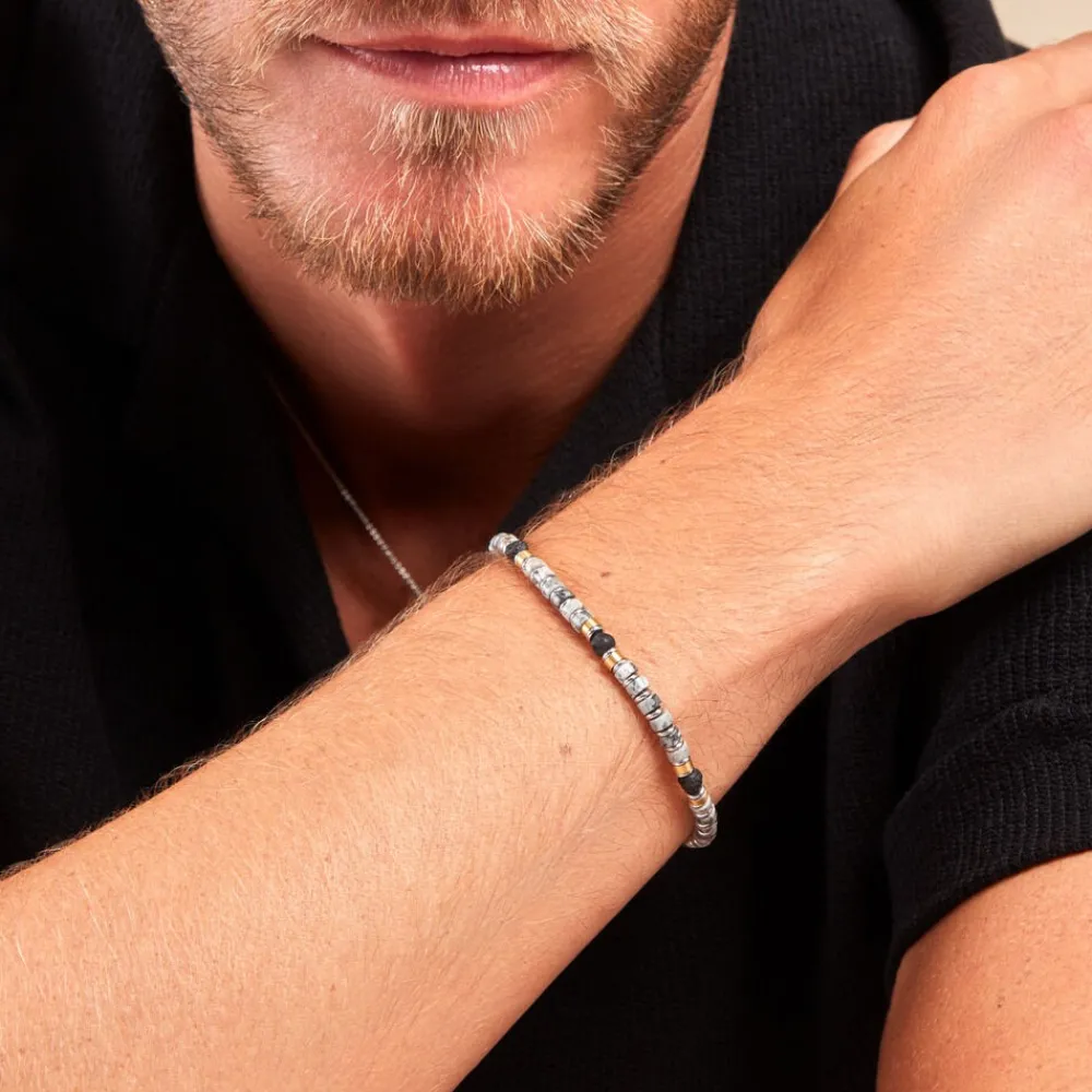Bracelet Nairobi Acier Bicolore Labradorite Pierre De Lave|Marc Orian Clearance