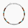 Bracelet Naturel Acier Blanc Oeil De Tigre Turquoise|JOURDAN New