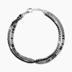 Bracelet Naturel Acier Blanc Hématite