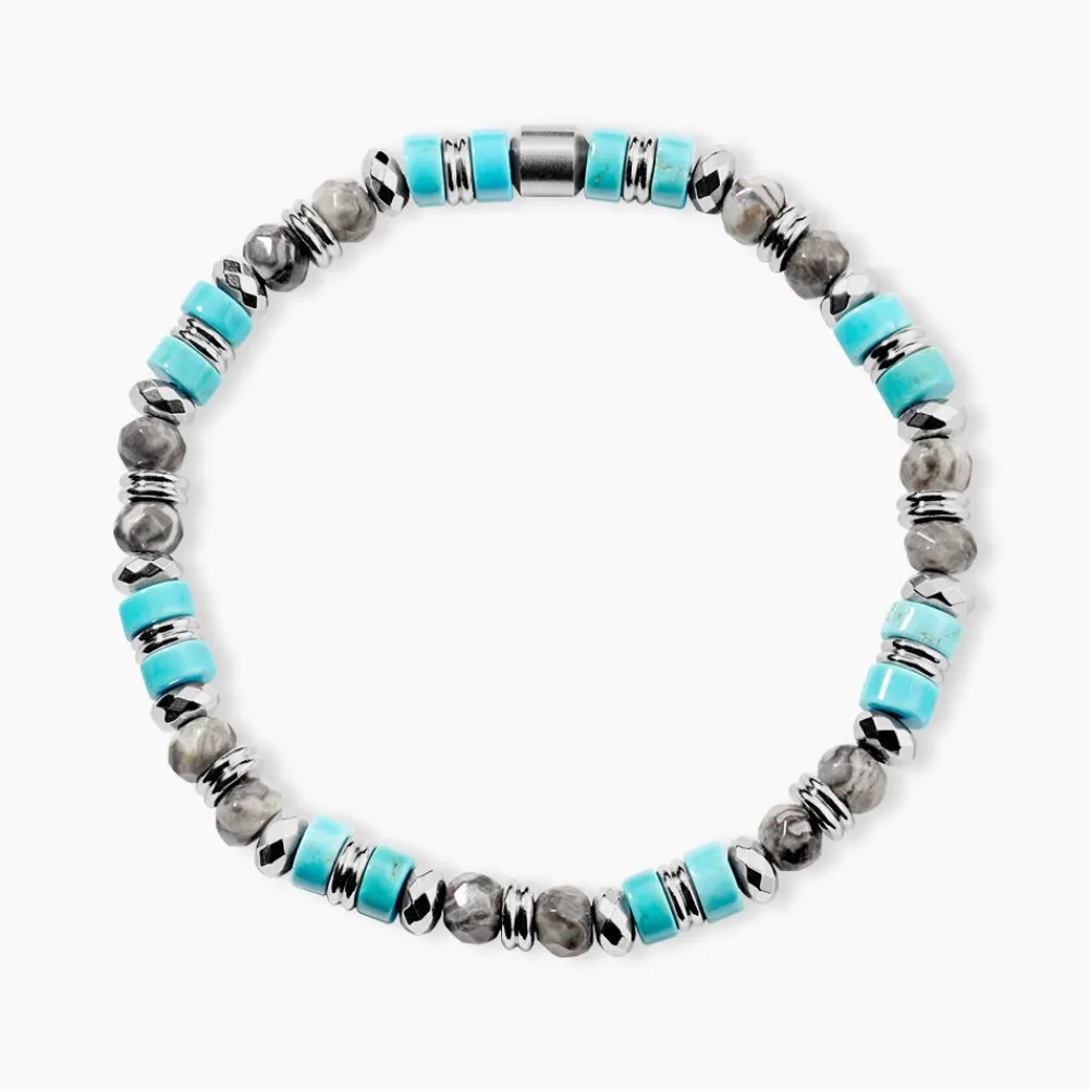 Bracelet Naturel Autres Tricolore Turquoise Hématite Jaspe Africain|JOURDAN Sale