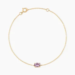Bracelet Ovale Or Jaune Améthyste