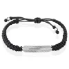 Bracelet Acier Blanc Cordon Noir|PHEBUS HIM Outlet