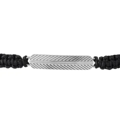 Bracelet Acier Blanc Cordon Noir|PHEBUS HIM Outlet