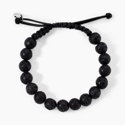 Bracelet Cordon Noir Pierre De Lave|PHEBUS HIM Hot
