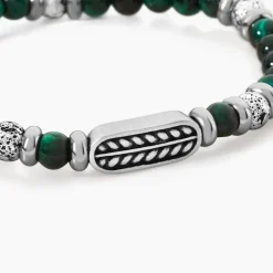 Bracelet Philo Acier Blanc Oeil De Tigre Pierre De Lave|Marc Orian Outlet