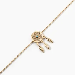 Bracelet Plaqué Or Jaune Attrape Rêves Turquoise Bleue|Marc Orian Discount