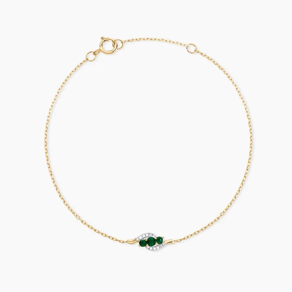 Bracelet Trinitie Or Jaune Emeraude Diamant|Marc Orian
