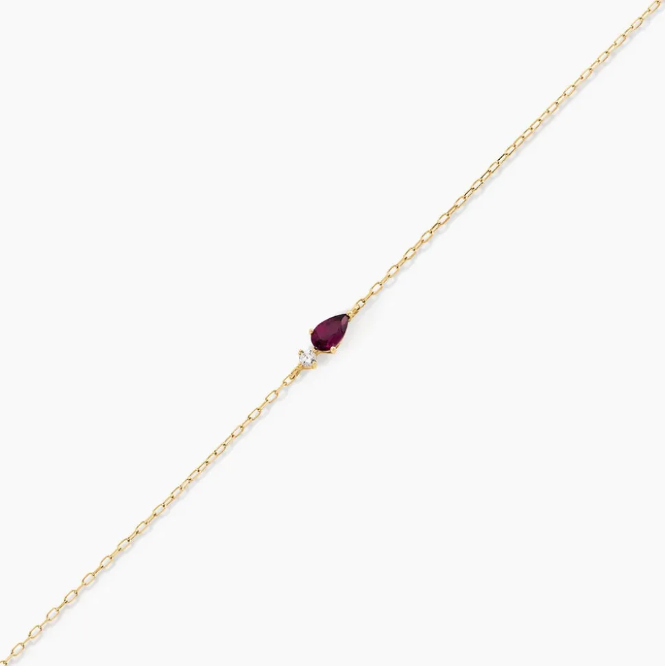 Bracelet Valora Or Jaune Rhodolite Oxyde De Zirconium