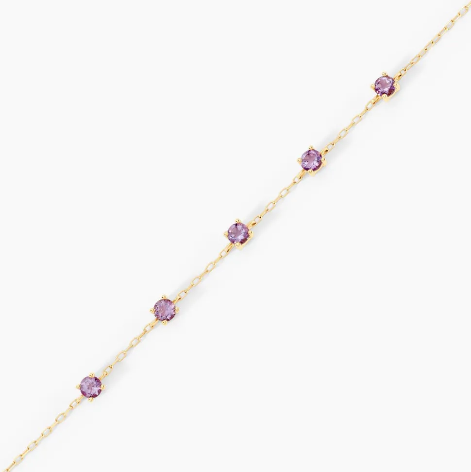 Bracelet Veasna Or Jaune Améthyste