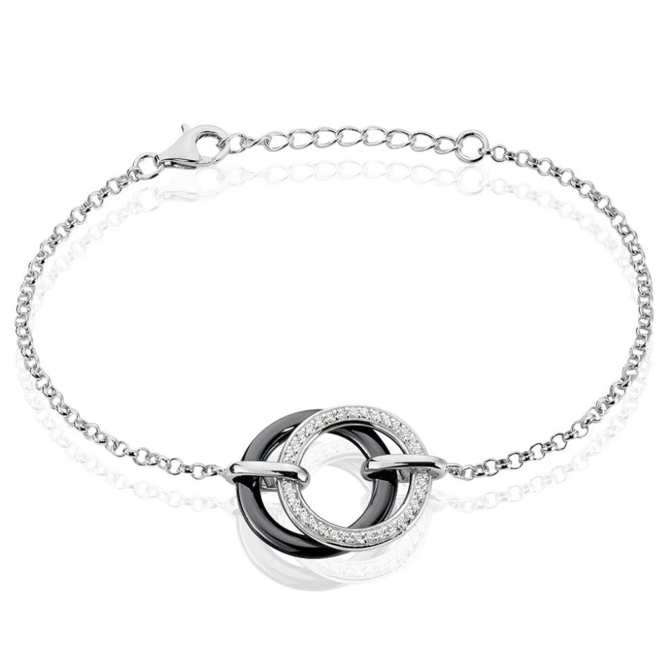 Bracelet You&me Argent Blanc Céramique Et Oxyde De Zirconium