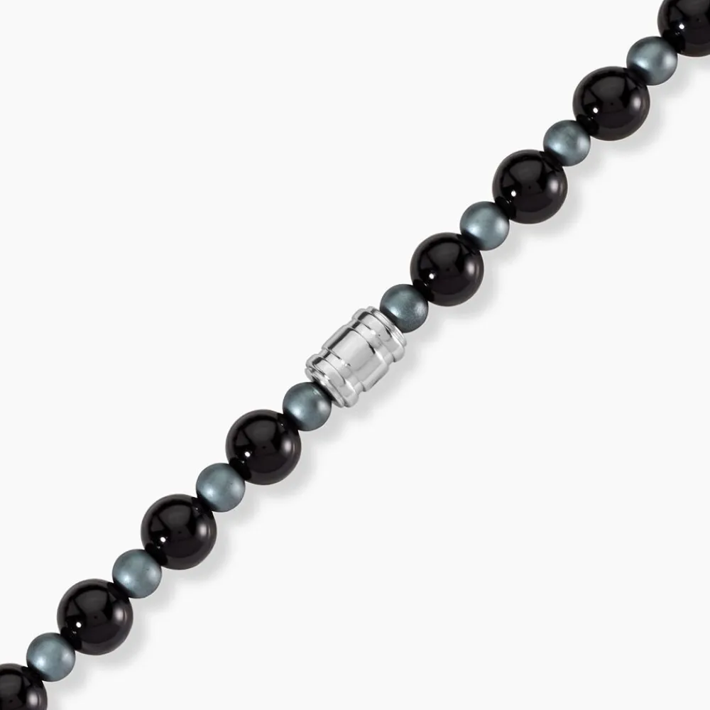 Bracelet Younes Acier Argenté Agate Hématite|Marc Orian