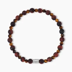 Bracelet Younes Acier Argenté Oeil De Tigre|Marc Orian Clearance