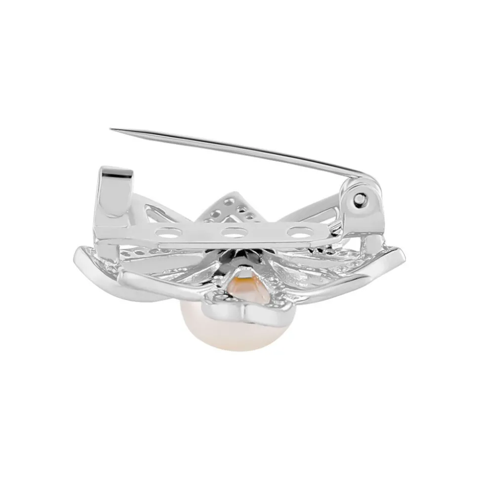 Broche Bonifacio Argent Blanc Oxyde De Zirconium