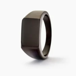 Chevalière Acier Noir Luciano