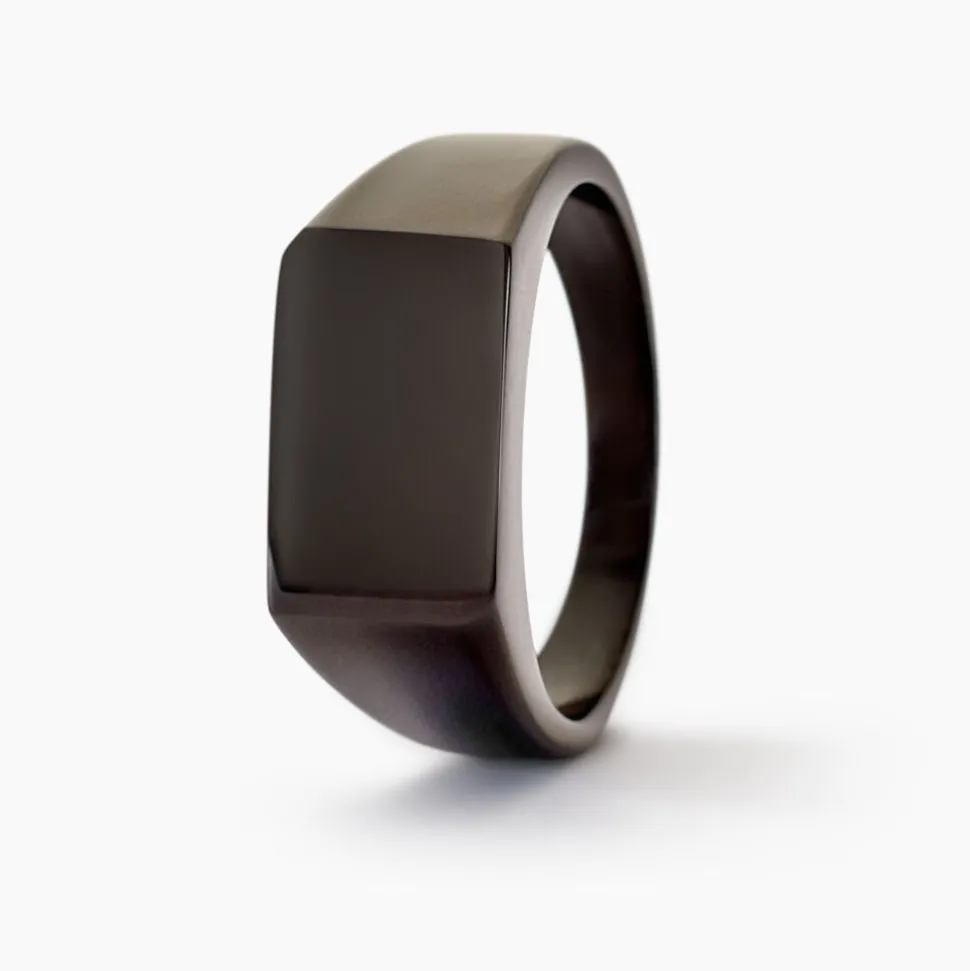 Chevalière Acier Noir Luciano