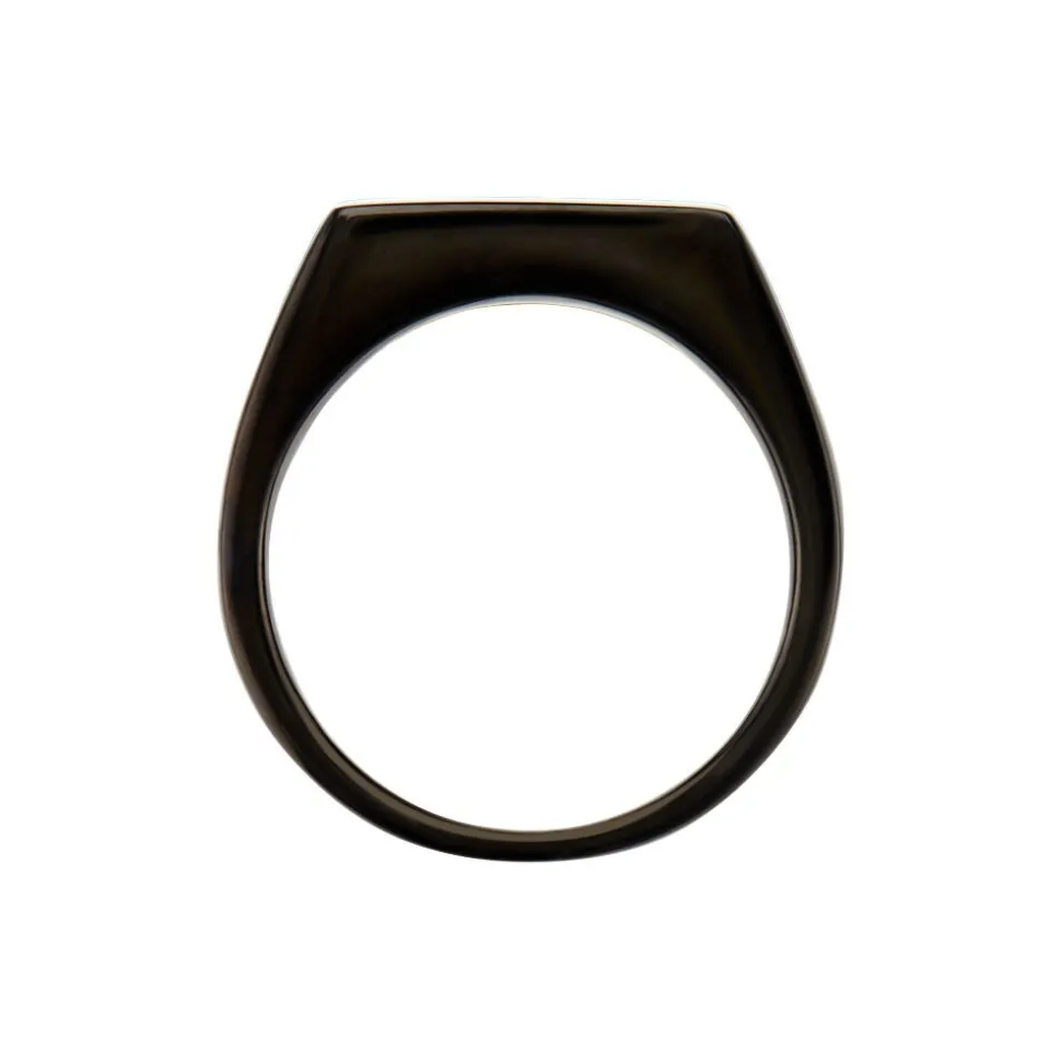 Chevalière Acier Noir Luciano