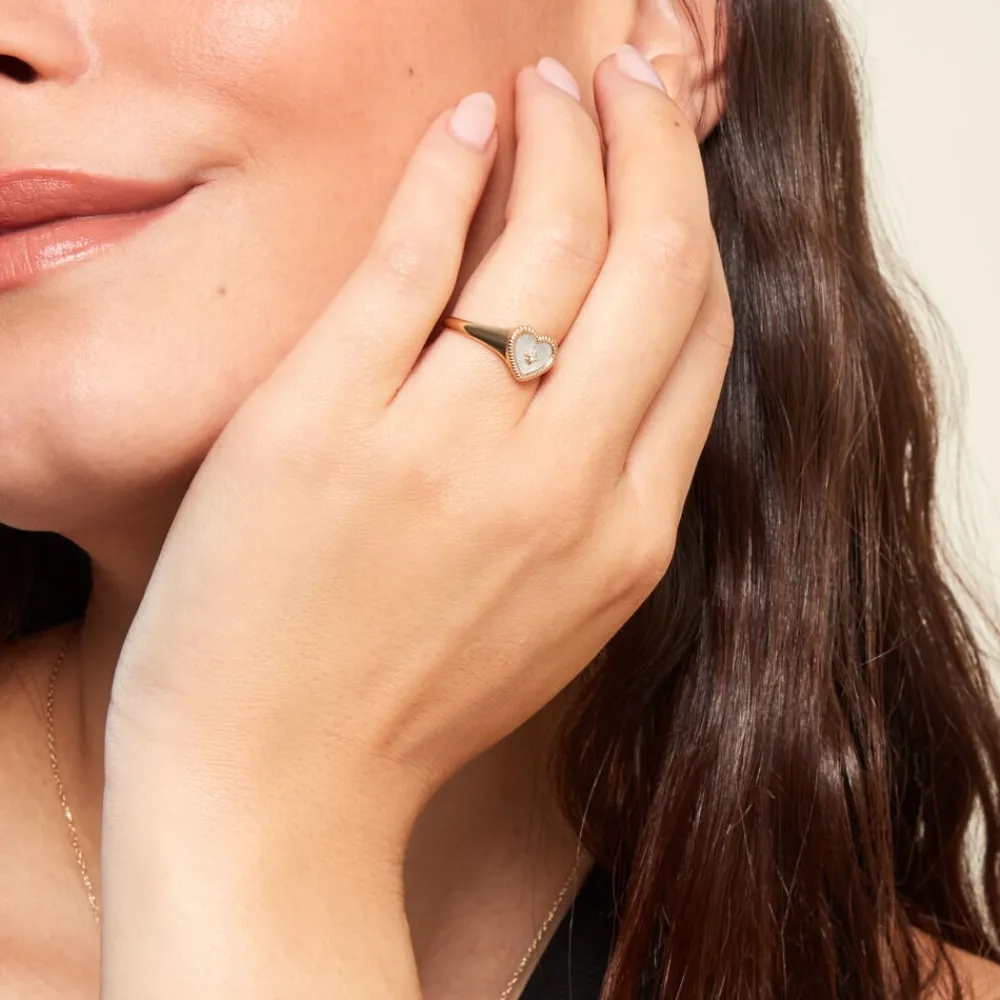 Chevalière Bronte Or Jaune Nacre Diamant|Marc Orian New