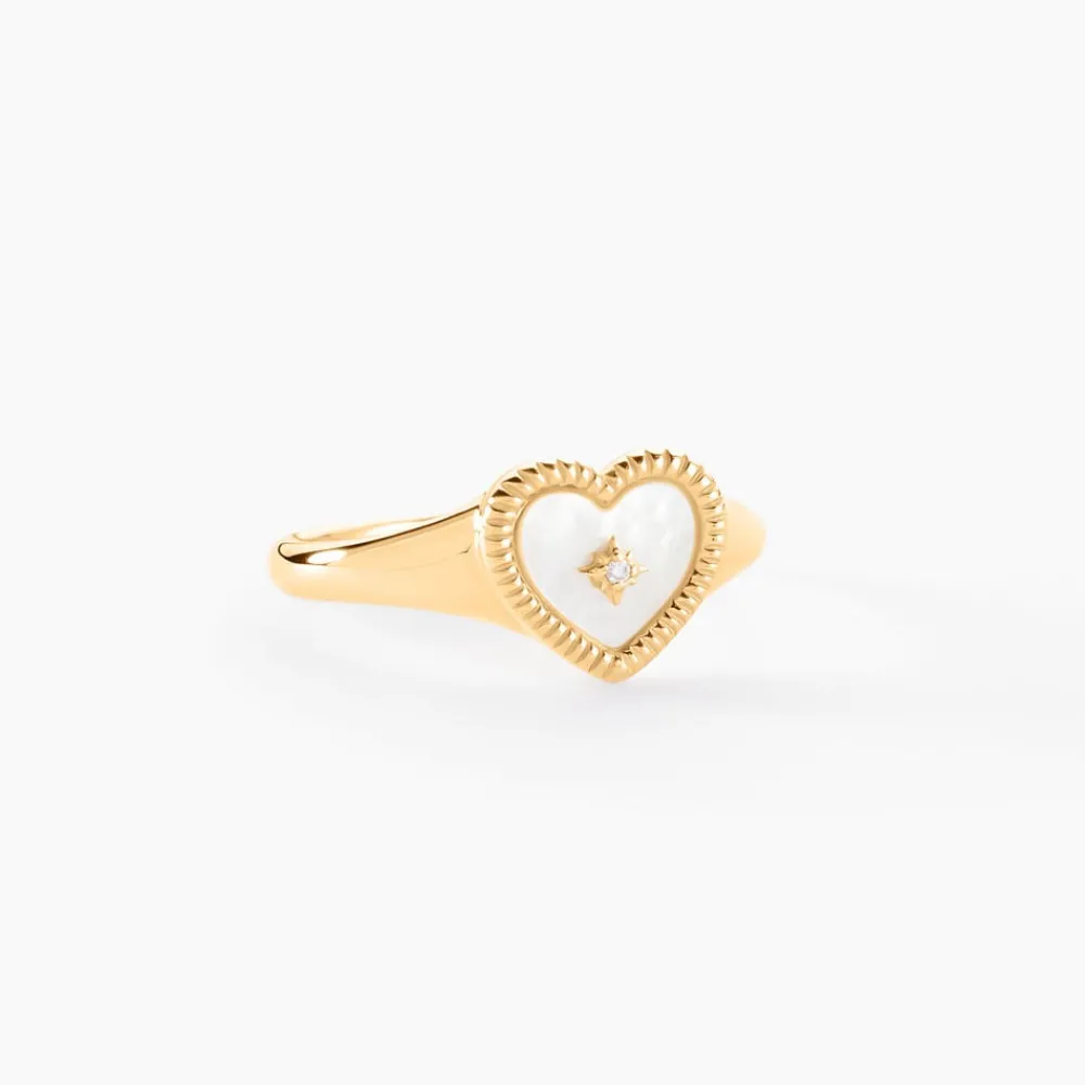 Chevalière Bronte Or Jaune Nacre Diamant|Marc Orian New