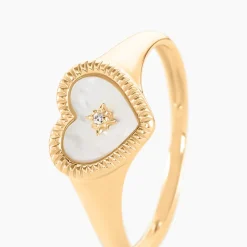 Chevalière Bronte Or Jaune Nacre Diamant|Marc Orian New