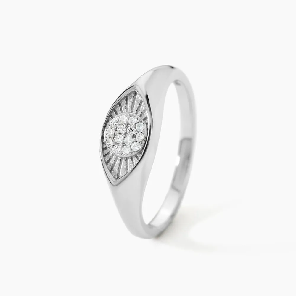 Chevalière Evalyn Argent Blanc Oxyde De Zirconium|Marc Orian Outlet