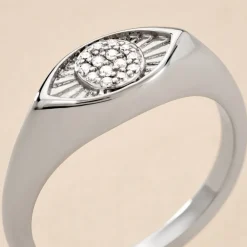 Chevalière Evalyn Argent Blanc Oxyde De Zirconium|Marc Orian Outlet