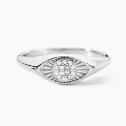Chevalière Evalyn Argent Blanc Oxyde De Zirconium|Marc Orian Outlet