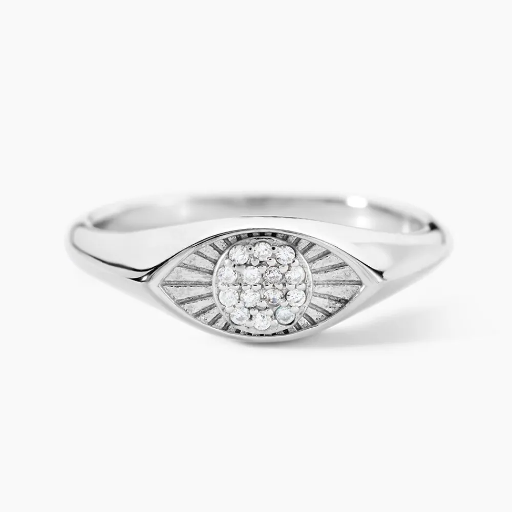 Chevalière Evalyn Argent Blanc Oxyde De Zirconium|Marc Orian Outlet