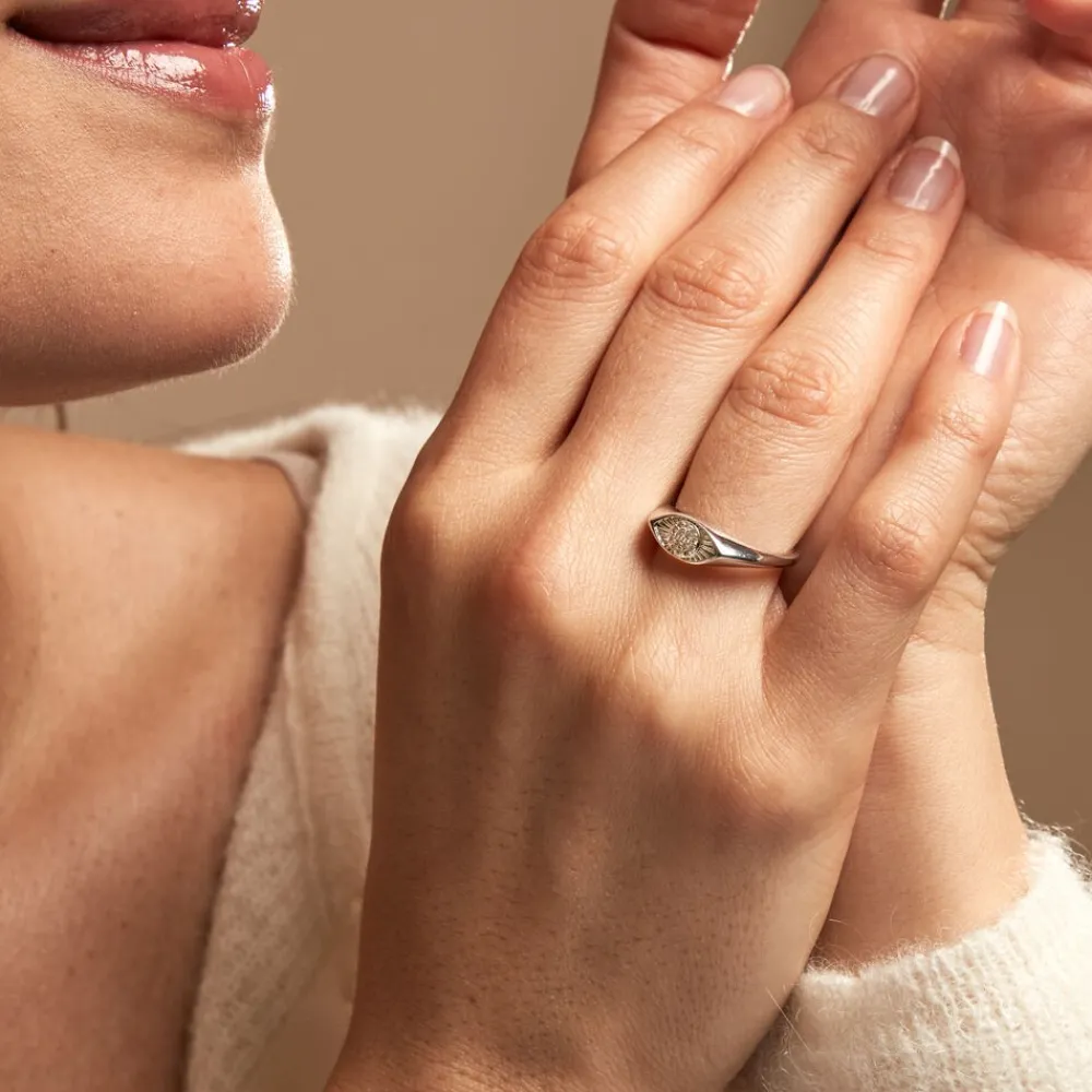 Chevalière Evalyn Argent Blanc Oxyde De Zirconium|Marc Orian Outlet
