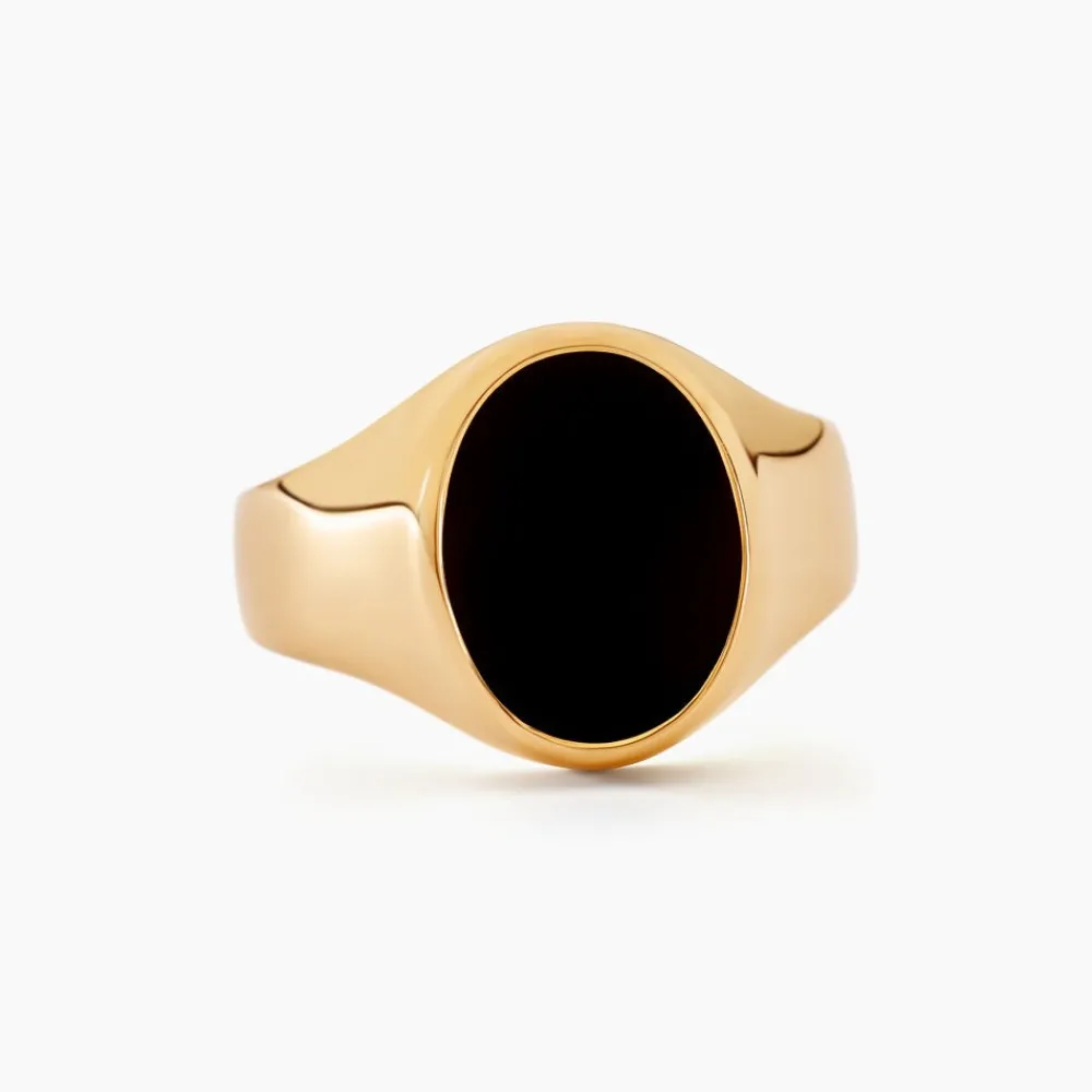 Chevalière Filipp Ovale Or Jaune Onyx|Marc Orian New