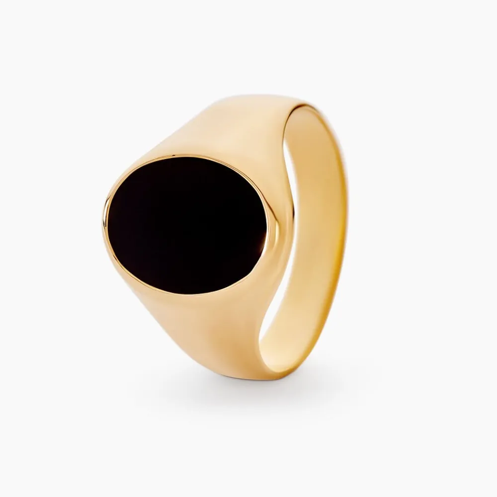 Chevalière Filipp Ovale Or Jaune Onyx|Marc Orian New
